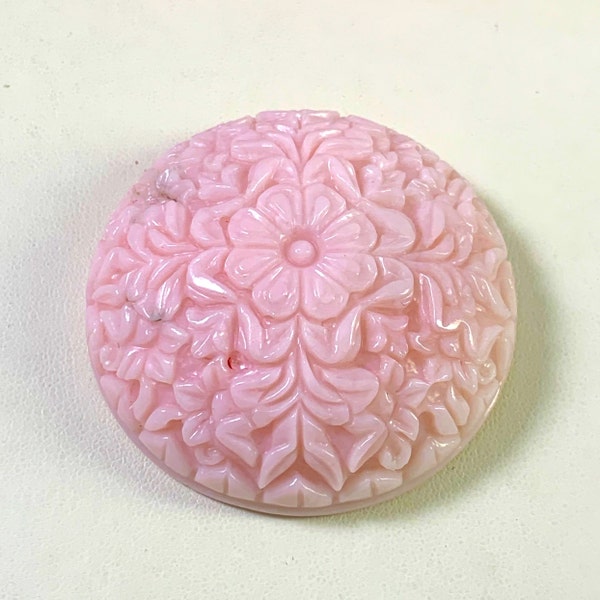 Rare Pink Opal Carved Gemstone Round Shape Amazing Quality Making Carving For Jewelry Uses  50x50 MM