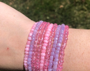 Pink and Purple Seed Beads- Bracelets and Necklaces - Etsy