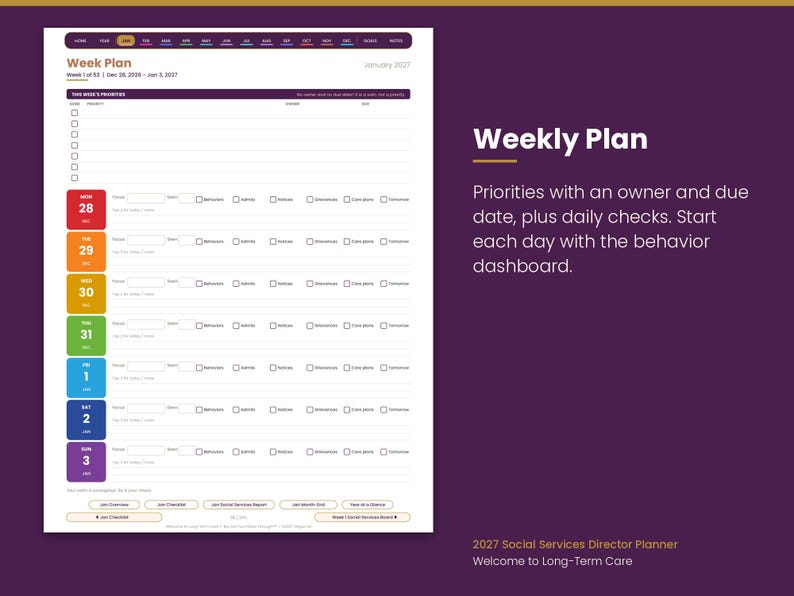 Dss Calendar.pdf 2027 Social Services Director Planner | Digital Fillable PDF | Care ...