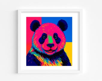 Panda pop Art Digital Download, Multiple Print Sizes