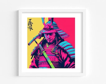 Samurai pop Art Digital Download, Multiple Print Sizes