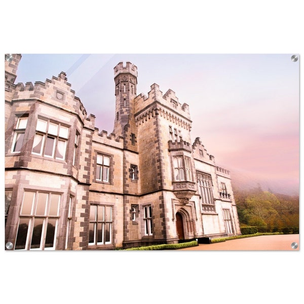 Irish Castle Acyrlic Print. Kylemore Abbey. Panoramic photo. Unique Irish gift. acrylic wall art ireland.