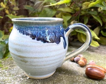 Getöpferte Tasse MehrMeer, ca. 300 ml mit dünnem Rand, schöne Milchkaffeetasse, Keramiktasse, hoch gebrannt mit Ökostrom