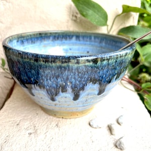 MehrMeer cereal bowl ceramic pottery salad bowl bowl with drops in blue poridge bowl bowl pottery ceramic