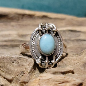 NEW Larimar Stone Evil Eye Ring with Claws Size 11.5