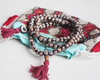 Bone beads / 8mm brown buddha eye / Necklace / Diy beads / prayer mala