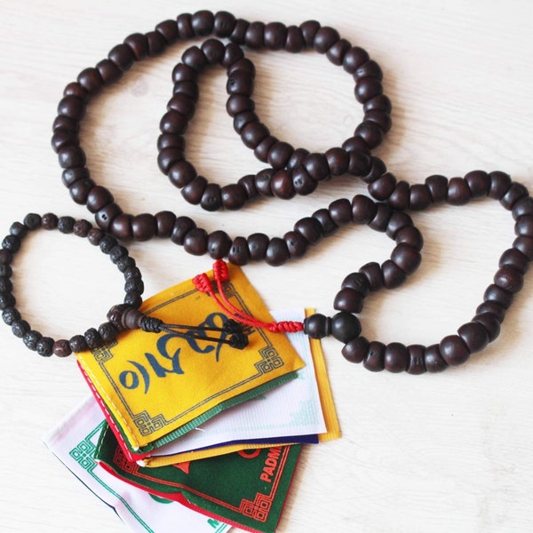 Phoenix eye/ 12 mm dark brown / buddhist prayer mala / necklace / handmade in nepal