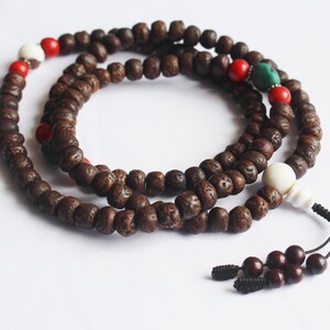 Indian Dark Brown phoenix eye-Vintage 11mm decorative 108 beads Mala-Prayer beads
