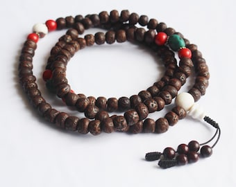 Indian Dark Brown phoenix eye-Vintage 11mm decorative 108 beads Mala-Prayer beads