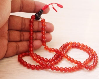 Carnelian mala / 6mm 108 beads / Handmade Gemstone mala necklace / Buddhist prayer