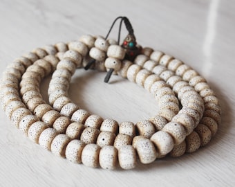 Lotus seed Prayer mala / 14mm disk 108beads long necklace / Buddhist / meditation / yoga jewellery / Beads