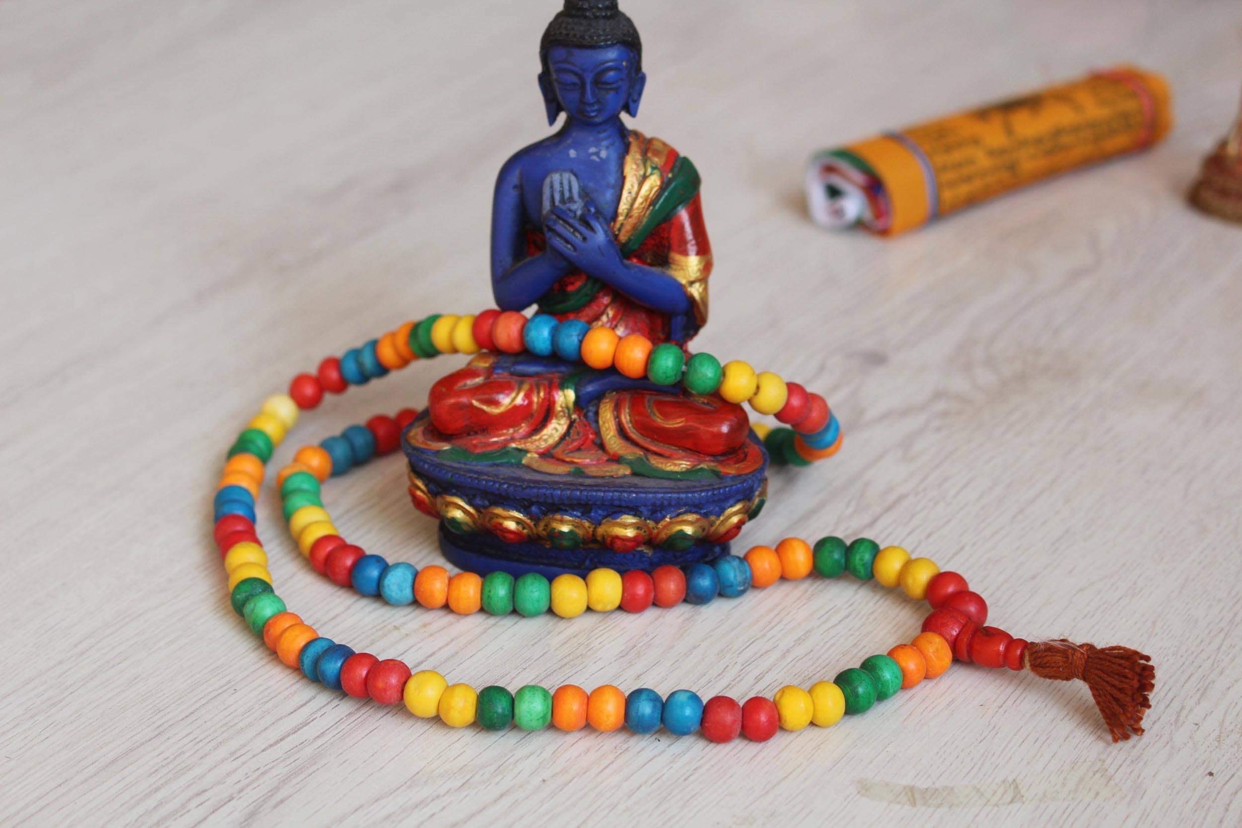 Chakra prayer Beads/8mm Round Bone Dyed Color /Tibetan mala / | Etsy
