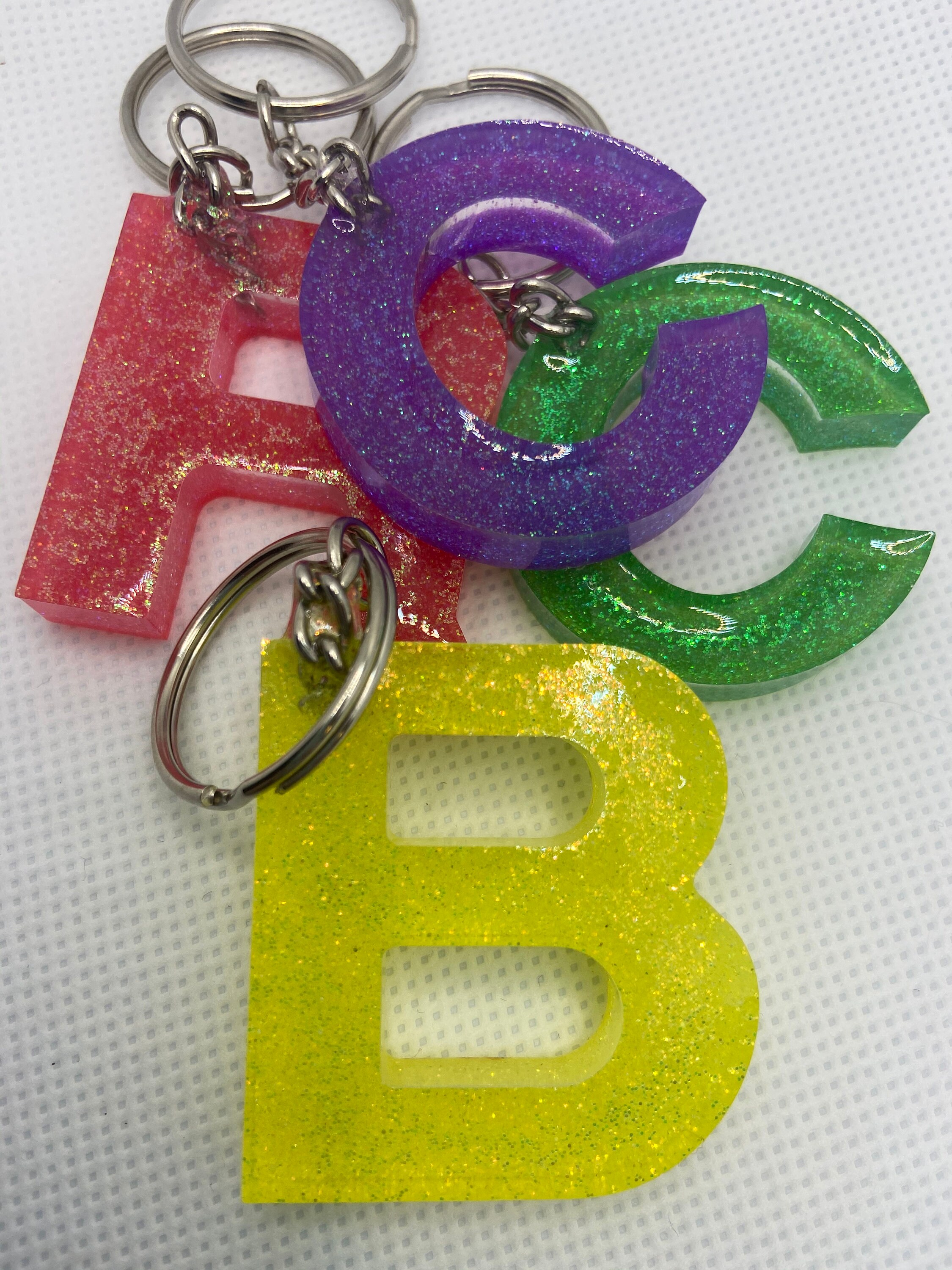 Neon Letter Resin Keychain Neon Keychain Letter Keychain Etsy