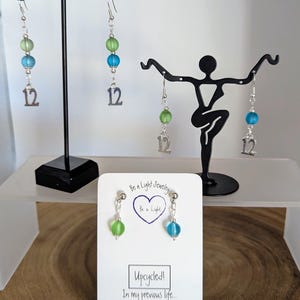 Seahawk Earrings: Blue & Green, Three lengths to choose from, Sterling Silver hooks