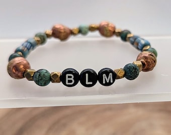 BLM Bracelet: African Turquoise & Indonesian Bead Mix - Unity Jewelry