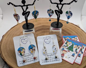 Charlie Brown Christmas Earrings: Upcycled Peanuts Character Dangles
