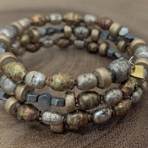 Ethiopian Prayer Bead Bracelet: Copper, Silver & Brass Triple Wrap