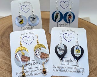 Upcycled Bird Art Earrings: Lightweight PNW Jewelry