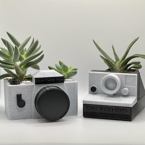 Customizable Camera Planter Pot | Personalized Gift for Photographer | Photography Art | Succulent and Small Houseplants