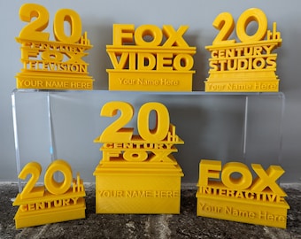 Logotipos del siglo XX / Estatua de vídeo interactiva de Fox Studio personalizable de la vigésima televisión / Decoración de nombre personalizada / Signo de estilo de película