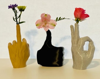 Hand Shaped Vases | Middle Finger | Fuck You Off | Thumbs Up | Like Sign | Ok Fingers | Okay Gotcha | Nordic Gesture | Decor Sculpture