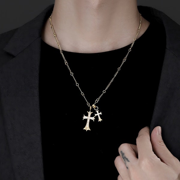 Double Cross Necklace Etsy