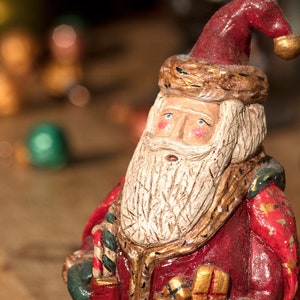 American Folk Art Christmas Santa Collectibles Hand Carved and Hand Painted Figurines - BELIEVE SANTA 2016