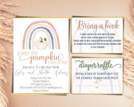 Editable Pumpkin Baby Shower Invitation Bundle Pumpkin - Etsy