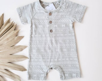 Light Sage Aztec Baby Romper - Gender Neutral Outfit - Baby Boy Outfit -Baby Girl Romper - Baby Gift -Neutral Baby Clothes
