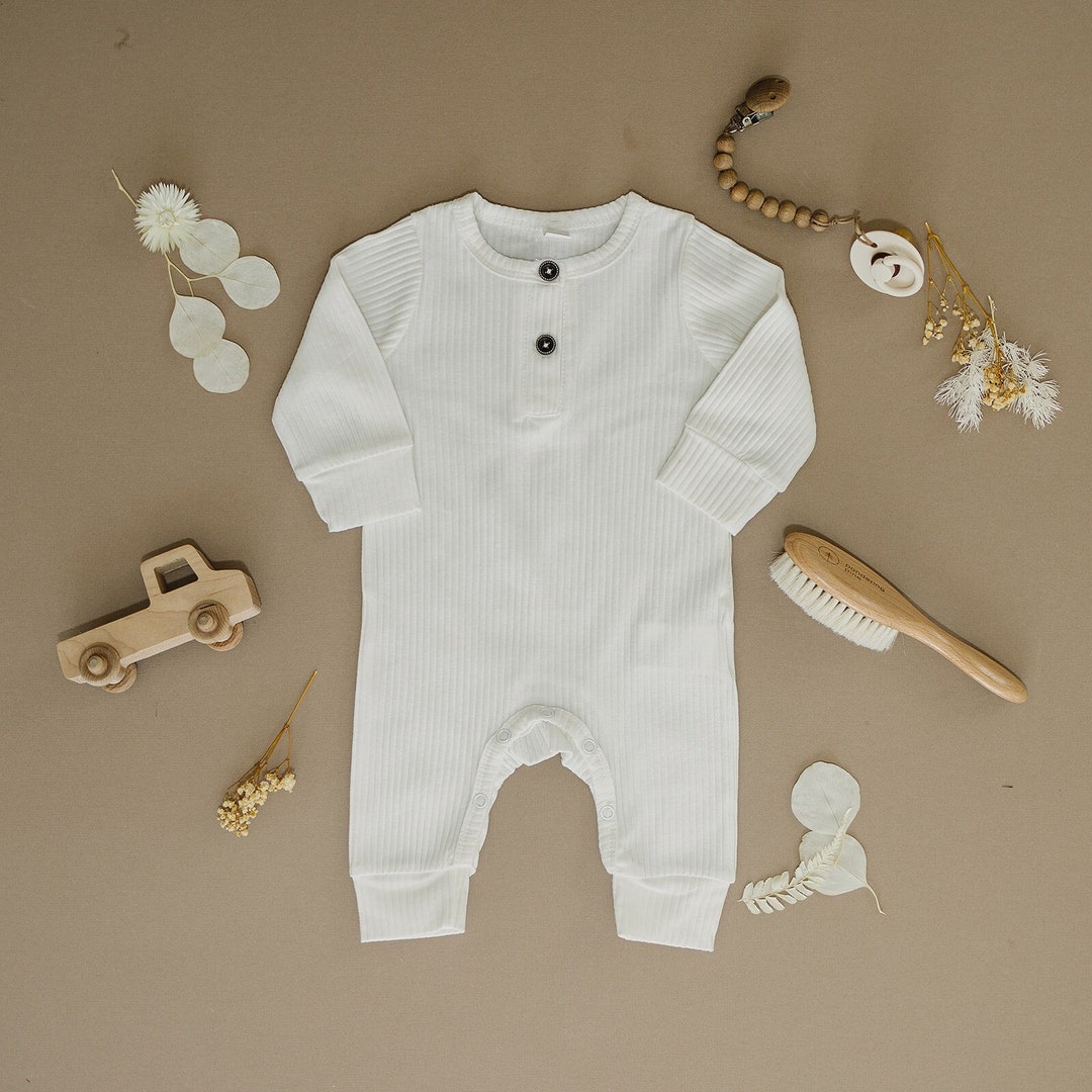 White Baby Outfit Gender Neutral Baby Clothes Ribbed - Etsy