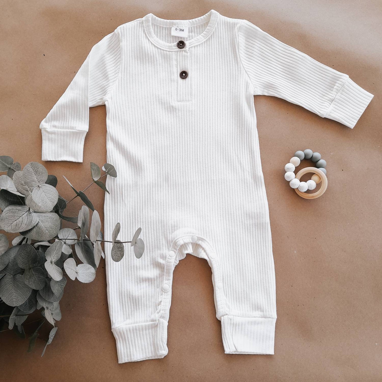 White baby outfit gender neutral baby clothes ribbed Etsy