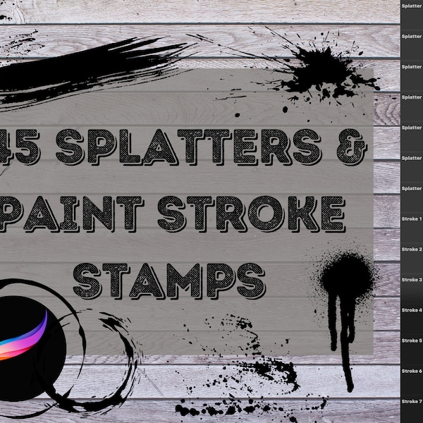 ProCreate Splatter Paint - Blood Splatters - Paint Stroke - Ink Blots - Paint Flicks Stamp Pack | Tattoo Brushes for iPad #trashpolka