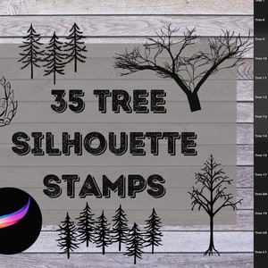 ProCreate Baum Silhouette Stempel Paket - Baumpinsel Paket für iPad | Für Karten, Tattoos, Karten & als Zeichenwerkzeug!