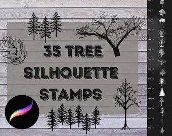 ProCreate Tree Silhouette Stamp Pack - Best Value Tree Brush Bundle for iPad | For Cards, Tattoos, Maps, & as a drawing tool!