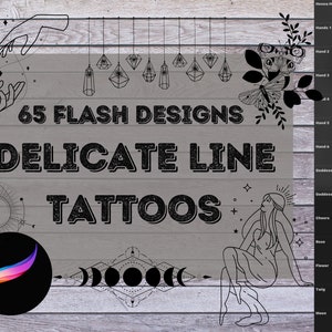ProCreate Tattoo Flash: Delicate Lines, Simple Line Tattoos | Brush Bundle for iPad