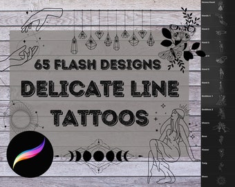 ProCreate Tattoo Flash: Delicate Lines, Simple Line Tattoos | Brush Bundle for iPad