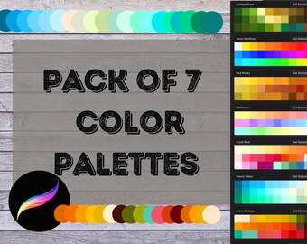 7 Custom ProCreate Color Palettes | Color Swatches for iPad - Beach Color Palettes, Rainbow Color Palette,  Pastel Color Palette, Vintage