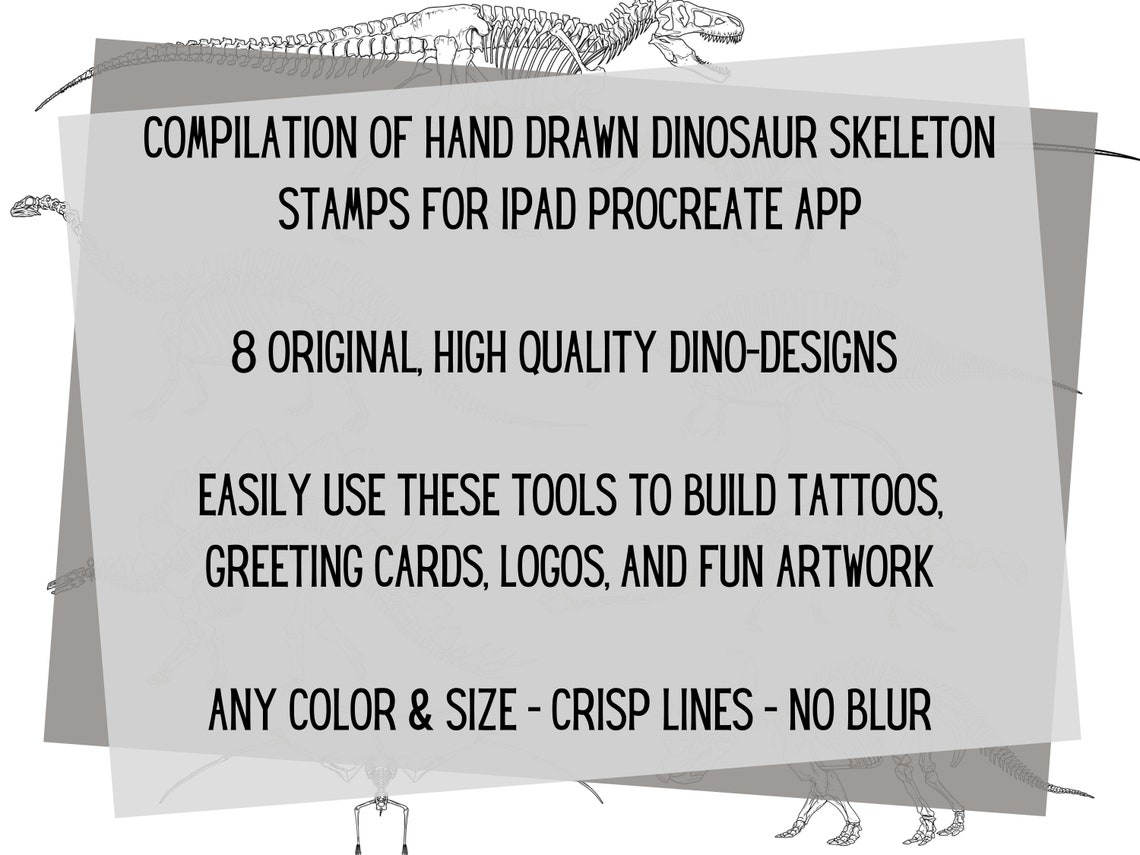 Procreate Dinosaur Skeleton Stamp Pack- Brushes for iPad | Tattoos ...