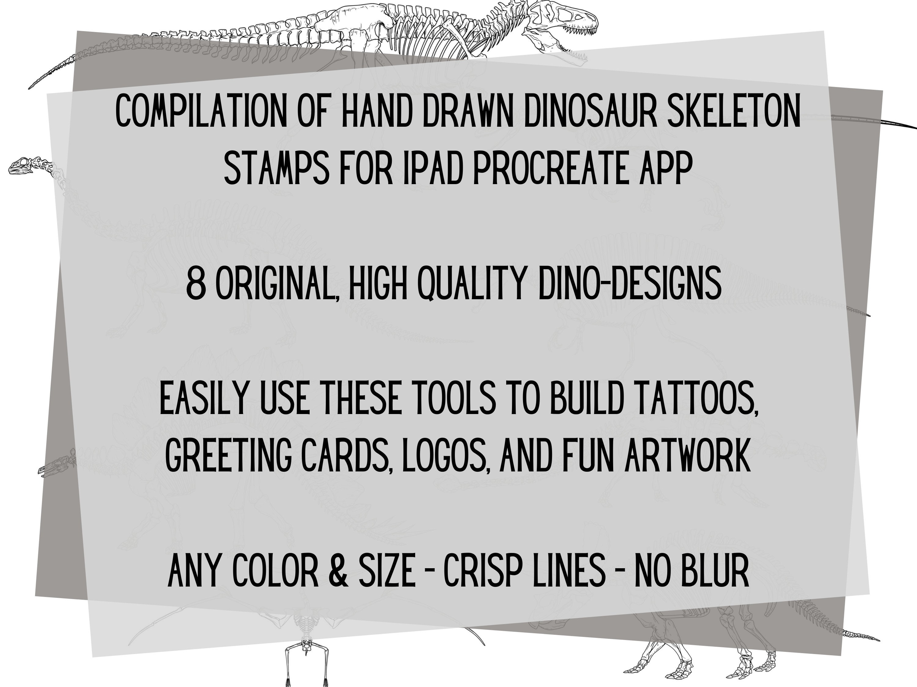 Procreate Dinosaur Skeleton Stamp Pack- Brushes for iPad | Tattoos ...