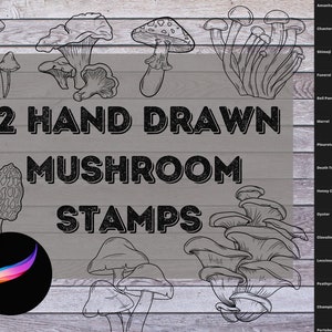 ProCreate Mushroom Stamp Pack - Brushes for Tattoo, Nature Scenes, & Cottage Core on iPad  #Bundle