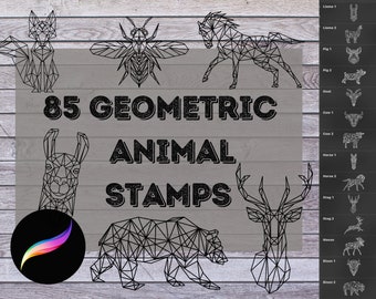ProCreate Geometric Tattoo Animal Stamp Pack Bundle - Brushes for iPad