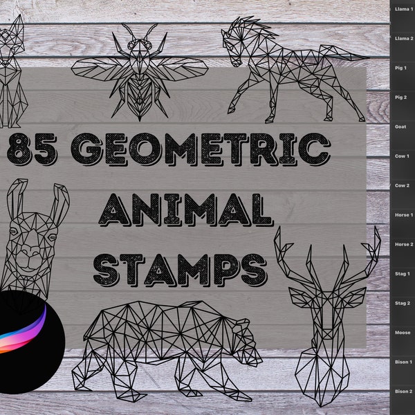 ProCreate Geometric Tattoo Animal Stamp Pack Bundle - Brushes for iPad