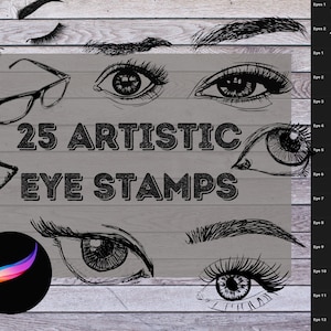 ProCreate Artistic Eyes Stamp Pack | Brush Bundle for iPad - Eyes, lashes, brows, glasses ...  for Tattoos, Cards, Drawing, Sketch