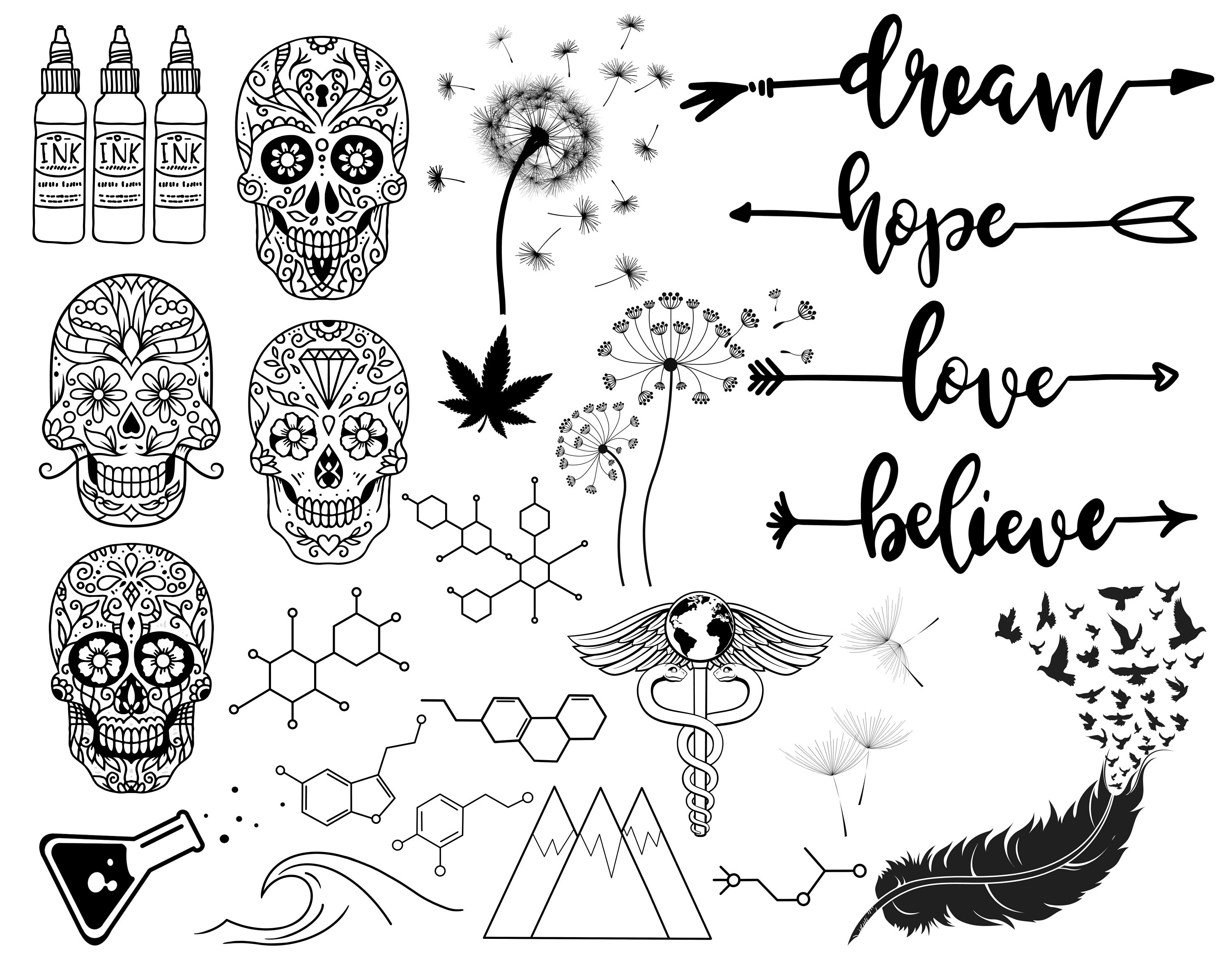 Procreate Tattoo Flash Design Stamp Pack | Tattoo Brush Bundle for iPad ...