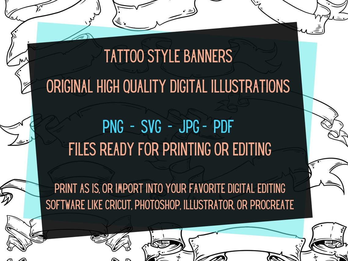 Traditional Tattoo Banners | PNG-SVG Digital Design Files for Tattoos ...