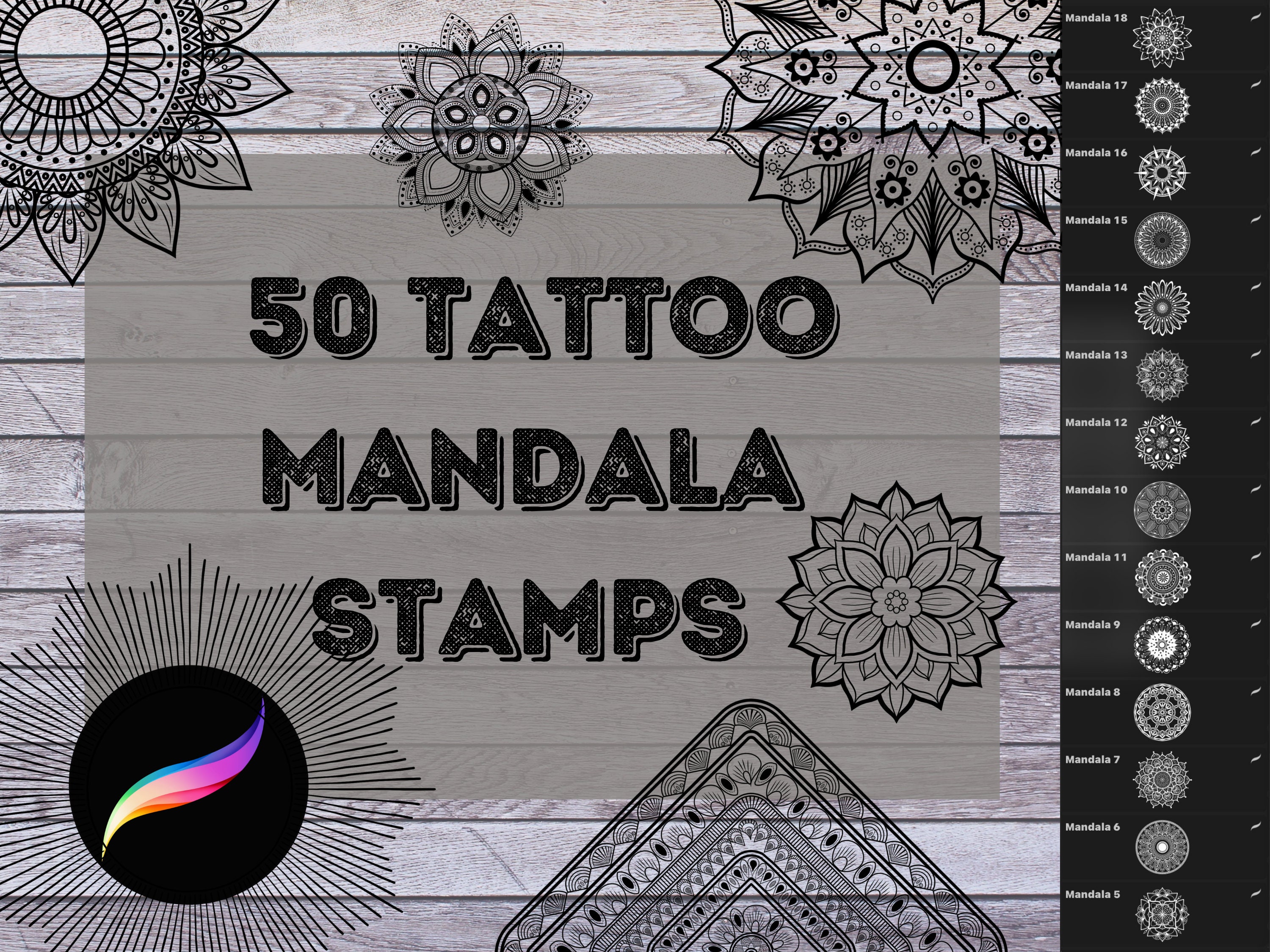 Procreate Tattoo Mandala Stamp Pack - Brush Bundle for iPad - Etsy