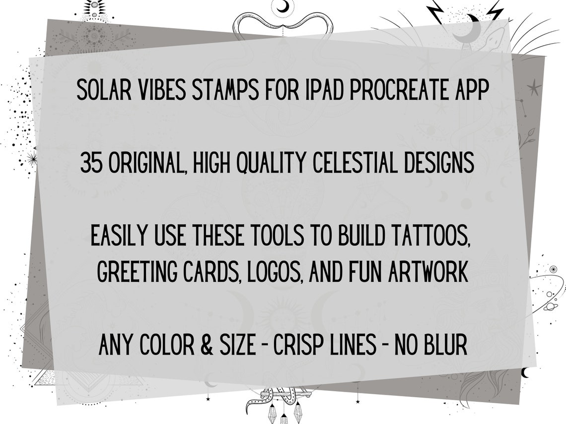 Procreate Tattoo Flash: Celestial & Stars - Solar Vibes Stamp Pack ...