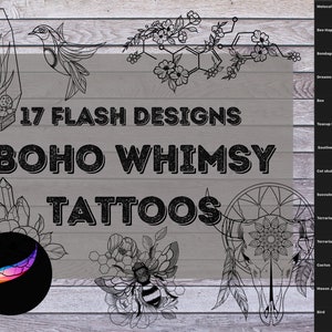 ProCreate Tattoo Flash: Boho - Whimsical - Neo Traditional Stamp Pack | Tattoo Brush Bundle for iPad