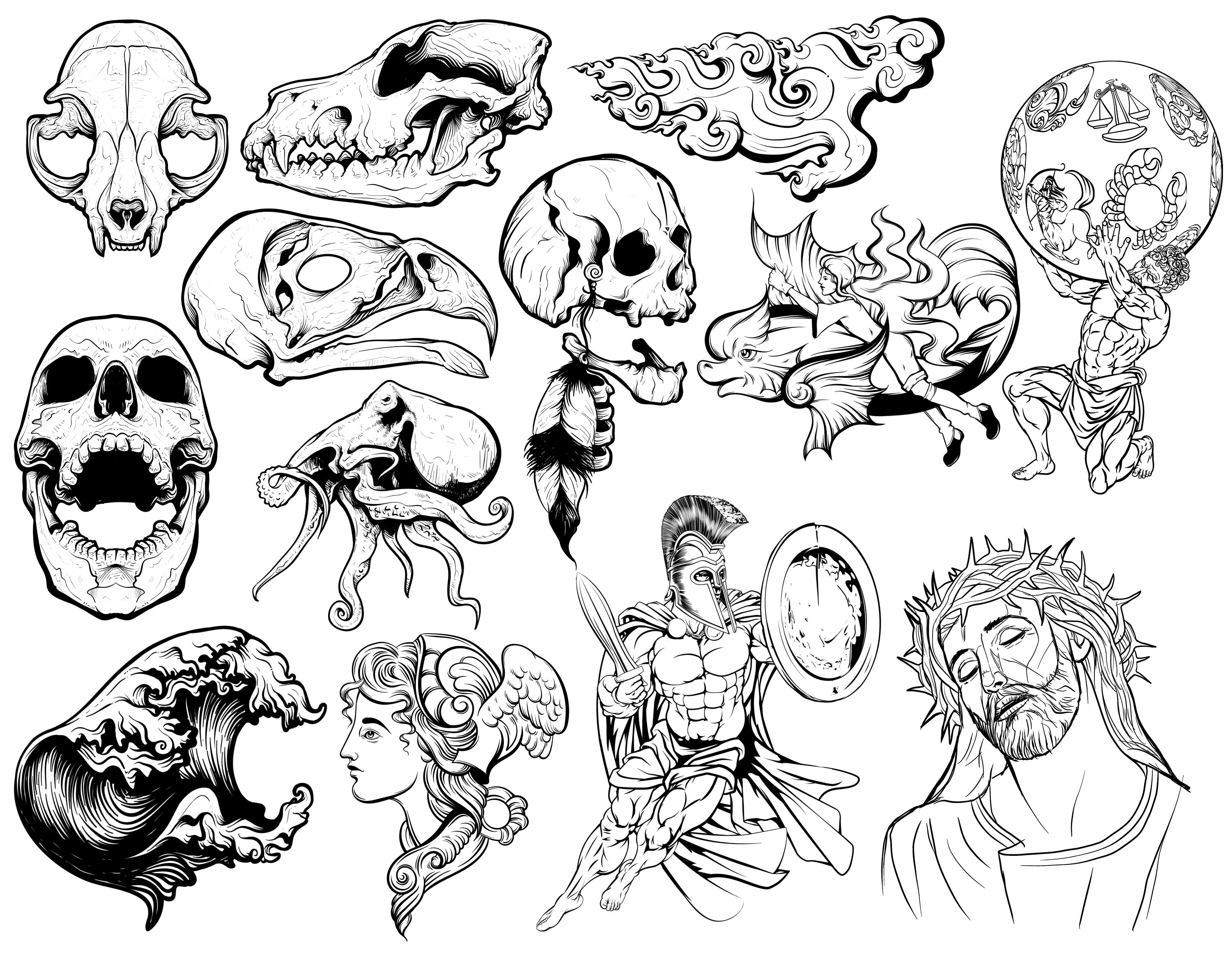Procreate Tattoo Flash Design Stamp Pack | Tattoo Brush Bundle for iPad ...