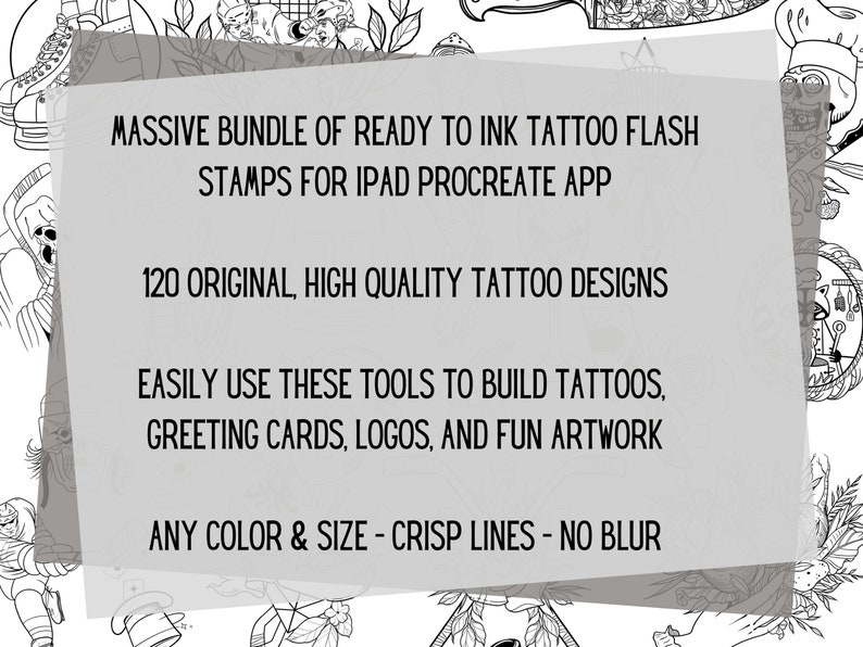 Procreate Tattoo Flash Design Stamp Pack | Tattoo Brush Bundle for iPad ...